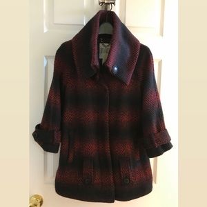 BB Dakota Ombre Plaid Wool Blend Coat